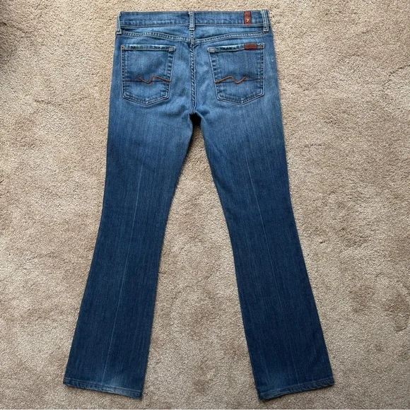 Vintage Y2K 7 For All Mankind Original 080 Low Rise Flare Jeans Med Wash Size 29 - Picture 3 of 12